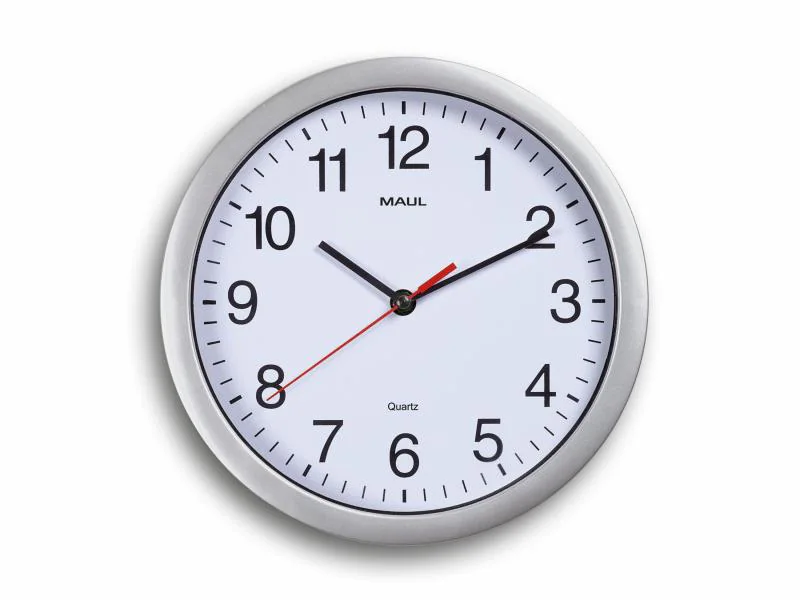Maul Wanduhr MAULrun Ø 25 cm Silber/Weiss