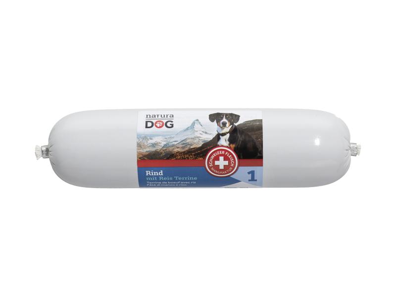 naturaDog Nassfutter Rind mit Reis Terrine, 400 g