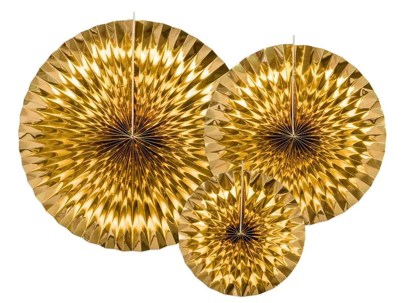 Partydeco Rosetten Metallic 3 Stück, Gold