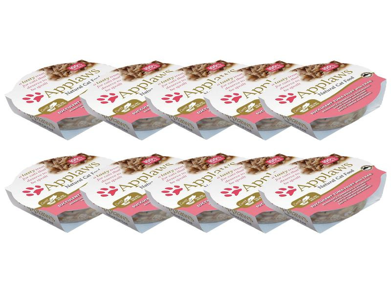 Applaws Nassfutter Schale Thunfisch &amp; Krabben, 10 x 60 g
