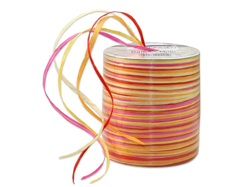 Pattberg Geschenkband Raffia Multi 50 m, Gelb/Orange/Rot/Rosa