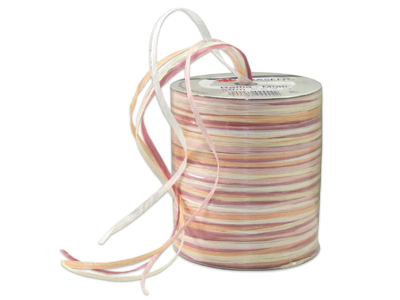 Pattberg Geschenkband Raffia Multi 50 m, Creme/Weiss/Rosa