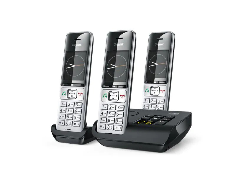 Gigaset Schnurlostelefon Comfort 500A Trio Schwarz/Silber