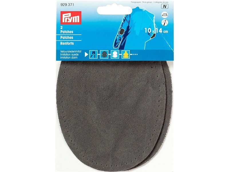 Prym Applikation 10 x 14 cm Lederimitat, Grau, 2 Stück