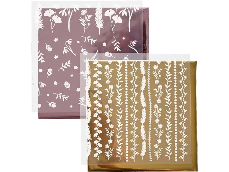 Creativ Company Folie Transferblatt 15 x 15 cm, 2 Stück, Bordeaux/Gold