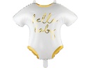 Partydeco Folienballon Baby romper Gold/Weiss