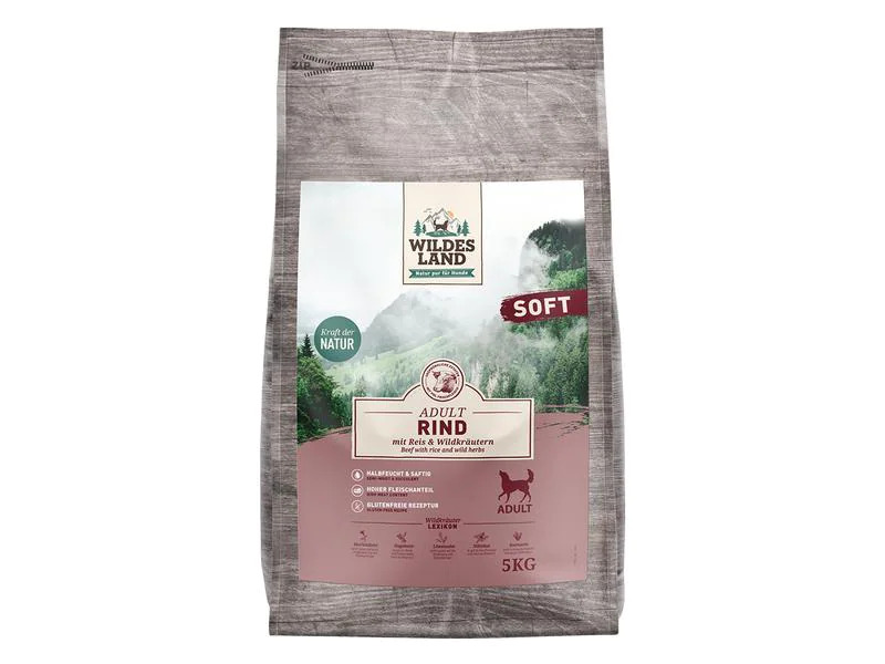 Wildes Land Halbfeuchtfutter Rind mit Reis &amp; Wildkräutern 5 kg