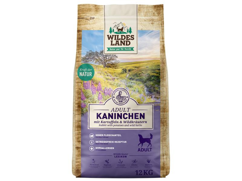 Wildes Land Trockenfutter Kaninchen mit Kartoffeln &amp; Wildkräutern, 12 kg