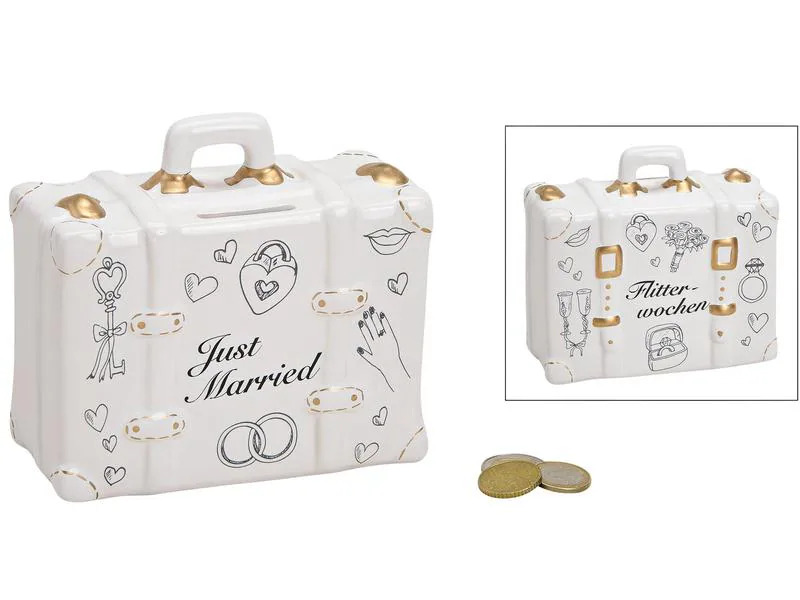 G. Wurm Spardose Koffer Just Married 6 x 14 x 13 cm