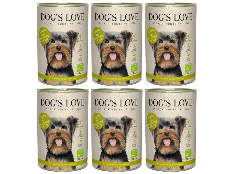 Dog's Love Nassfutter BIO Adult Huhn, 6 x 400 g