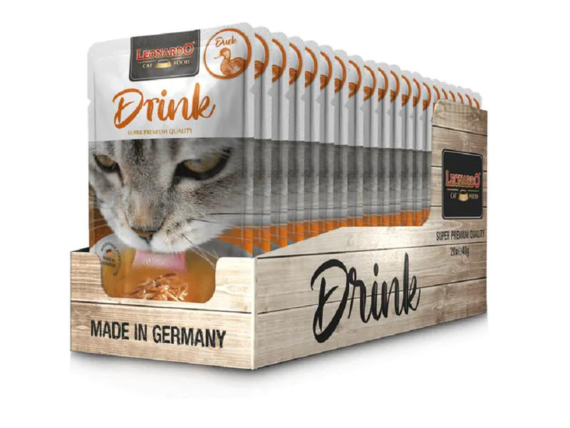 Leonardo Cat Food Katzen-Snack Drink Ente, 20 x 40 g