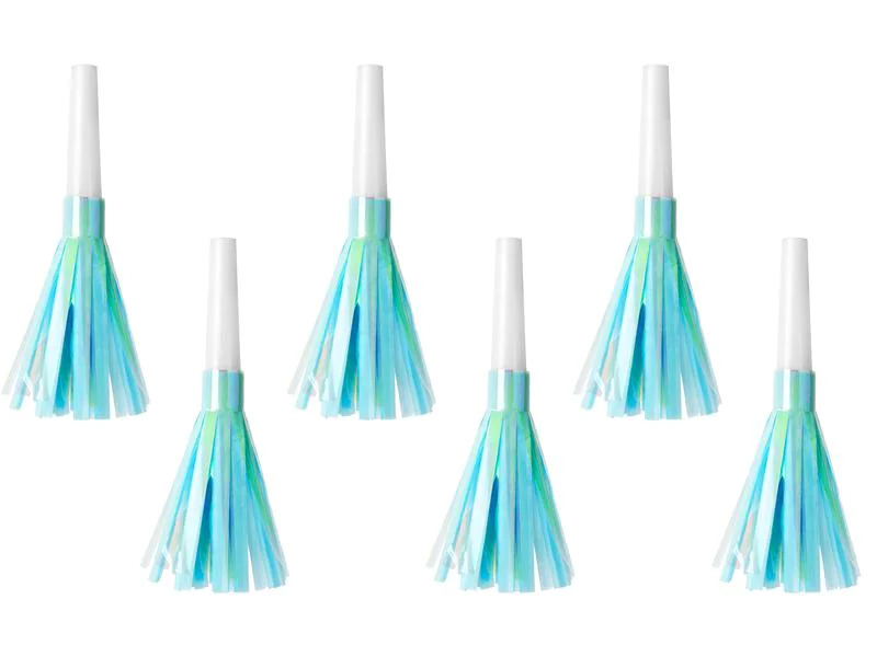 Partydeco Partypfeife Hellblau, 12.5 cm, 6 Stück