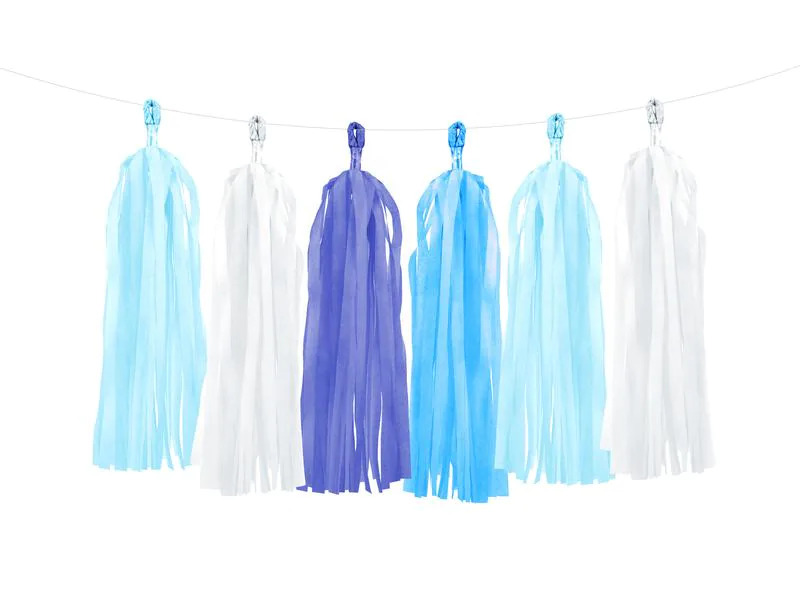 Partydeco Girlande Quasten 1.5 m, Blau