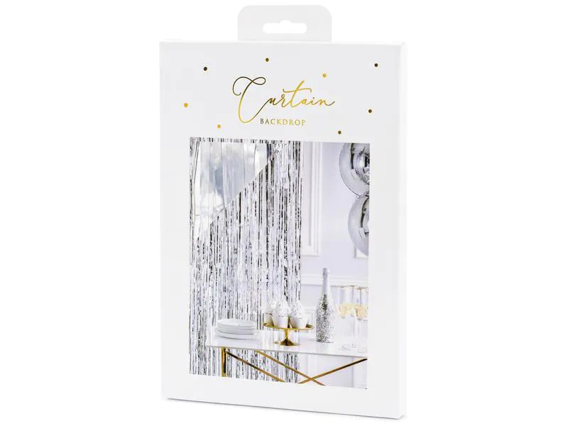 Partydeco Partyaccessoire Vorhang 90 x 250 cm, Silber