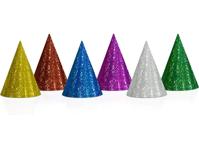 Partydeco Partyhüte holografisch Mehrfarbig, 16 x 10 cm, 20 Stück
