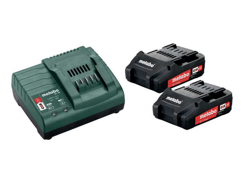 Metabo Akku und Ladegerät Basic-Set 2 x 2.0 Ah 18 V