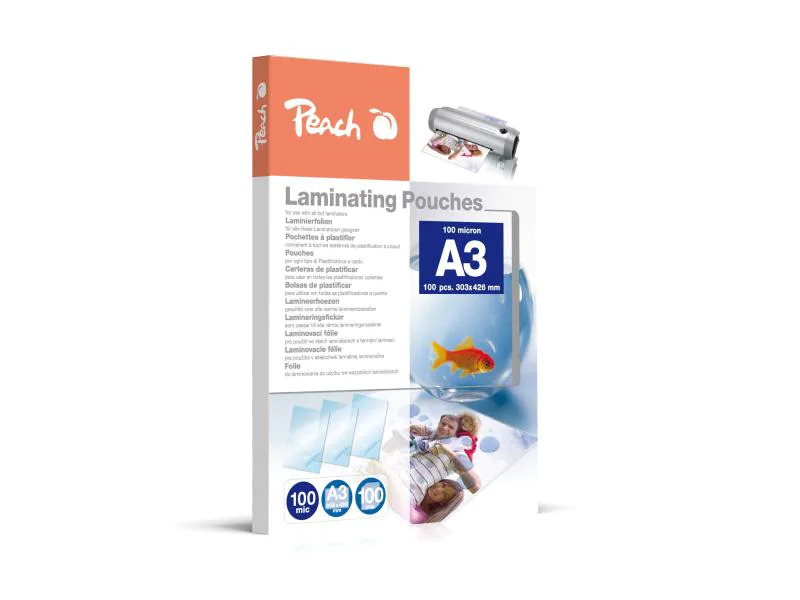 Peach Laminierfolie  A3 100 µm, 100 Stück, Glänzend