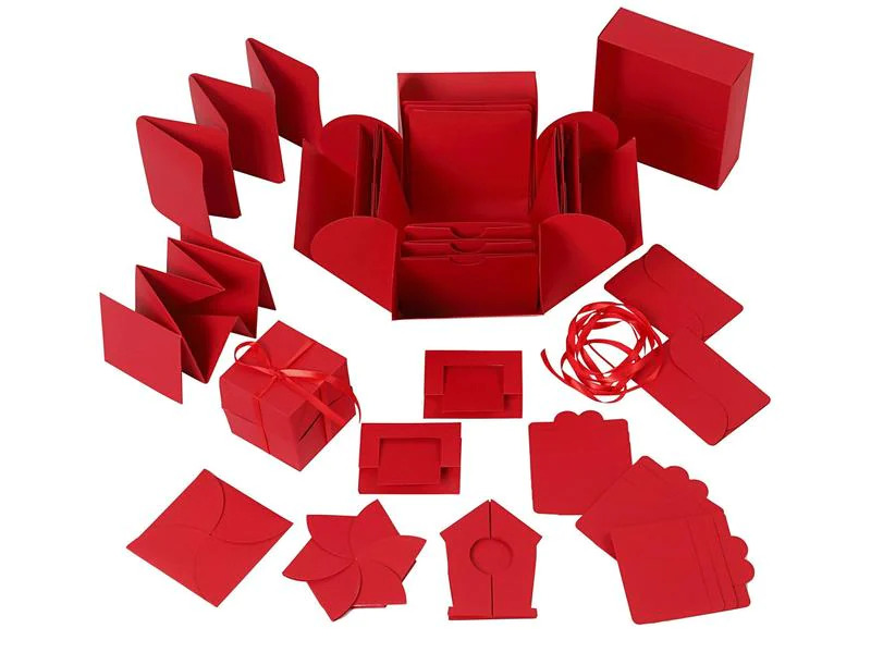 Creativ Company Geschenkbox Explosionsbox Rot, 12 x 12 x 12 cm