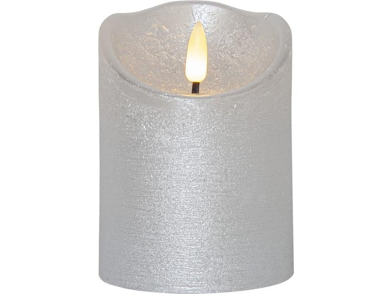 Star Trading LED-Kerze Flamme Rustic, Ø 7.5 x 10 cm, Silber