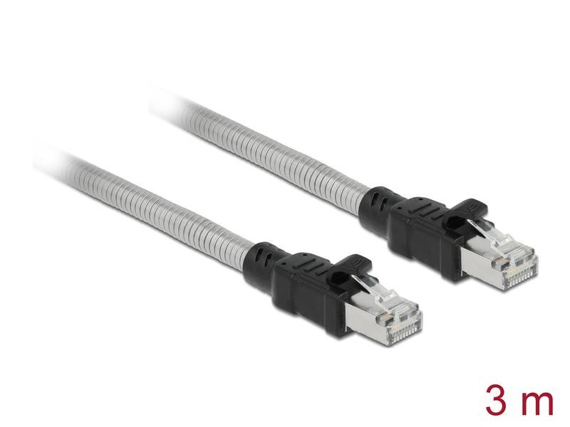 Delock Patchkabel mit Metallmantel Cat 6A, U/FTP, 3 m, Silber