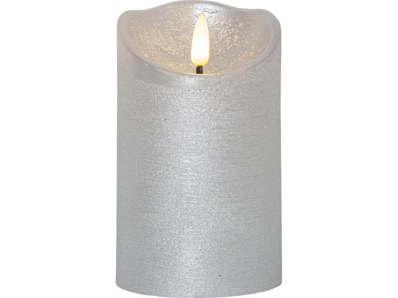 Star Trading LED-Kerze Flamme Rustic, Ø 7.5 x 12.5 cm, Silber