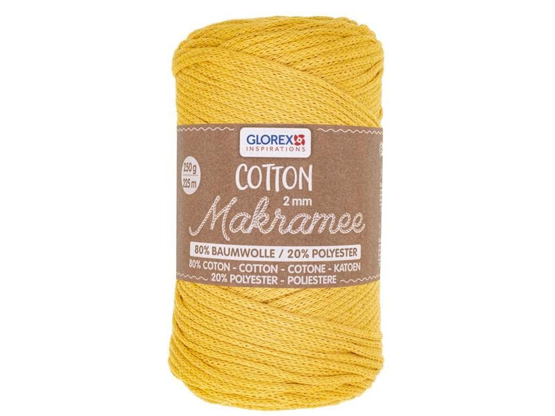 Glorex Wolle Makramee Cotton 2 mm, 250g, Senfgelb