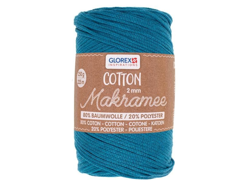 Glorex Wolle Makramee Cotton 2 mm, 250g, Türkis