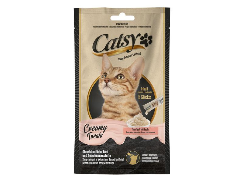 Catsy Katzen-Snack Creamy Snack Tuna &amp; Salmon, 5 x 14 g