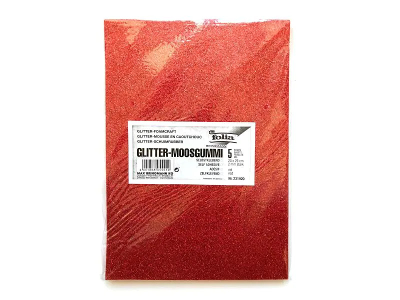 Folia Moosgummi-Set Glitter 5 Stück, Rot