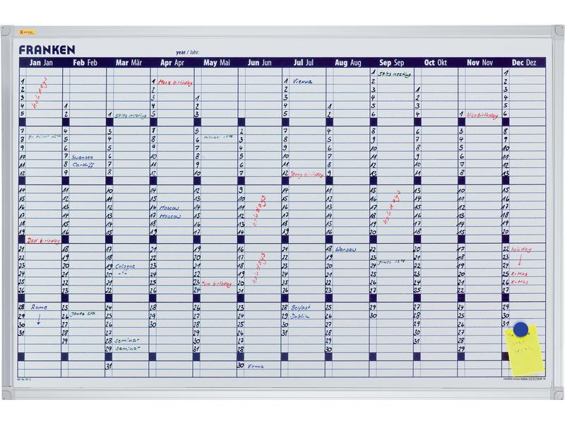 Franken Kalender Jahreskalender X-tra!Line 60 cm x 90 cm, Weiss
