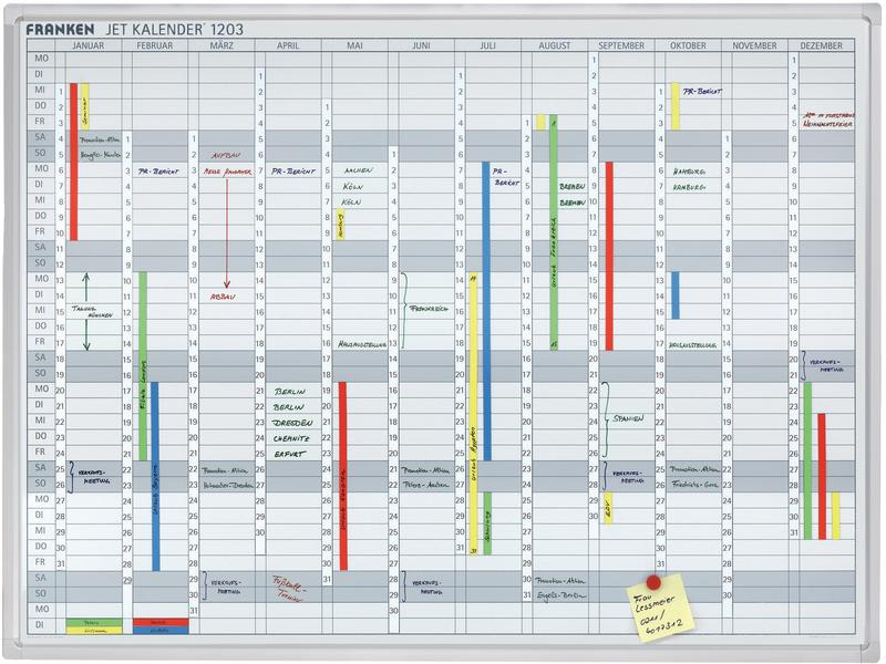 Franken Kalender Jahreskalender Deutsch 90 cm x 120 cm, Weiss