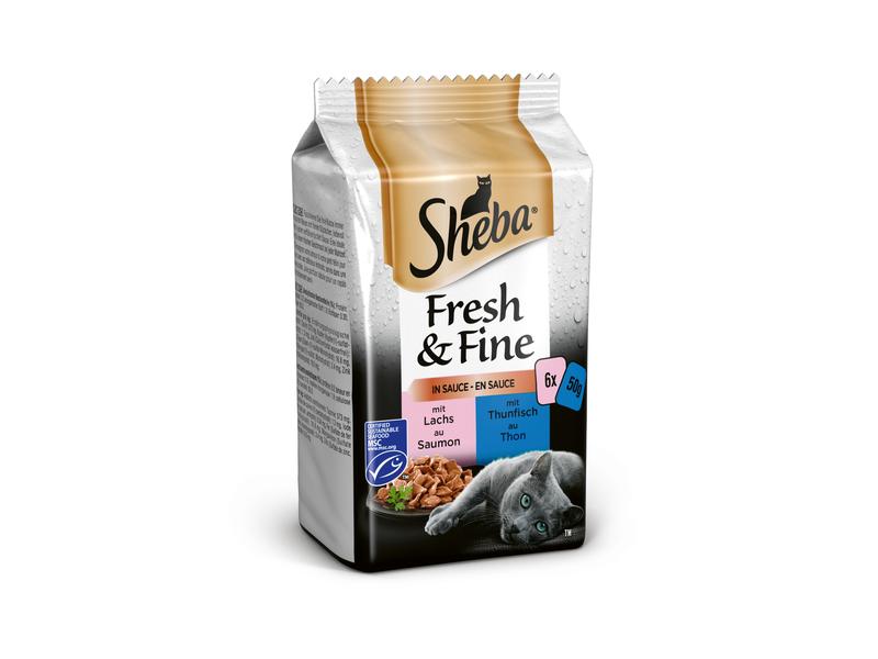 Sheba Nassfutter Fresh &amp; Fine in Sauce Fisch Variation, 6 x 50 g