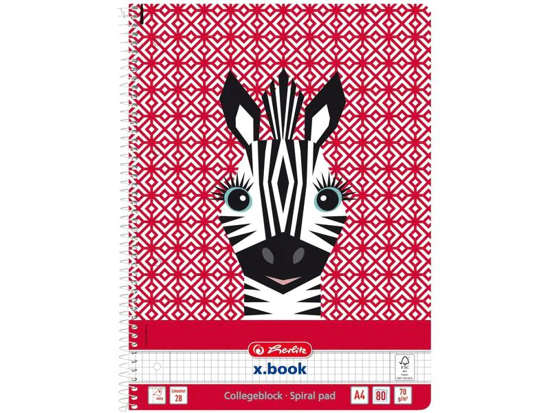 Herlitz Schreibblock Cute Zebra A4 80 Blatt kariert