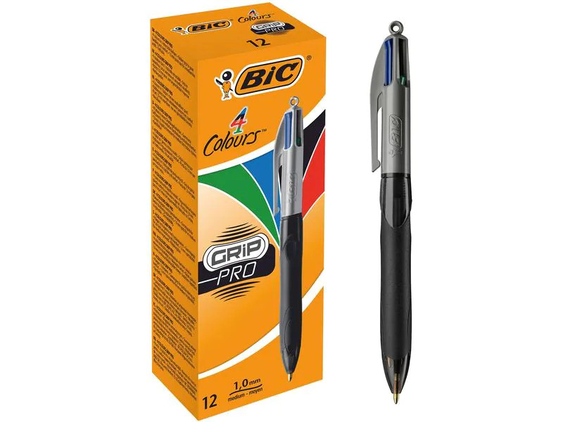BIC Kugelschreiber 4 My Colours Grip Pro 0.32 mm, 12 Stück