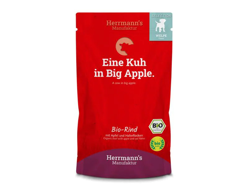 Herrmann's Nassfutter Welpe Bio Rind mit Apfel und Haferflocken