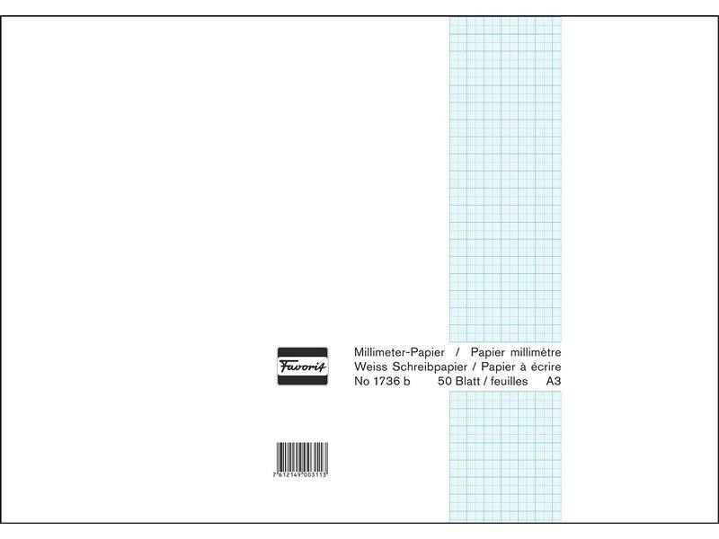 Favorit Notizblock 42 x 29.7 cm, 50 Blatt, Weiss/Blau