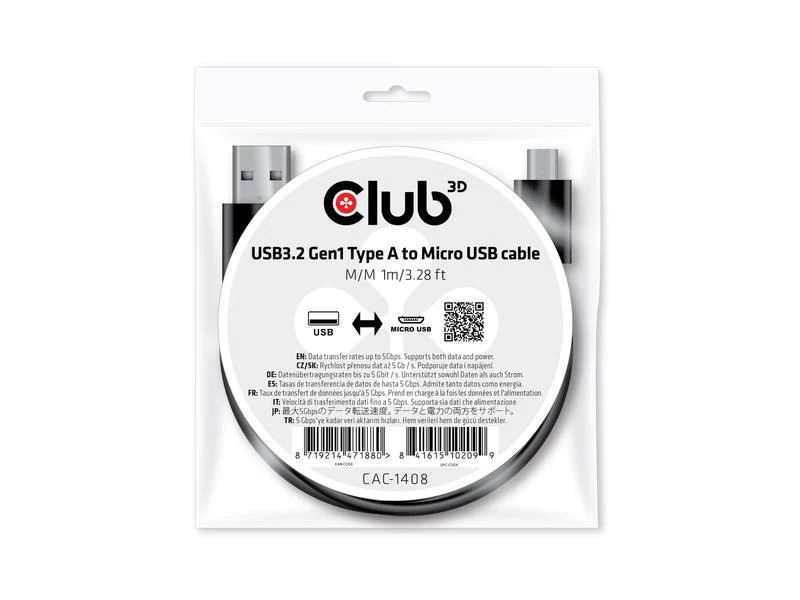 Club 3D USB-Kabel CAC-1408 USB A - Micro-USB A 1 m