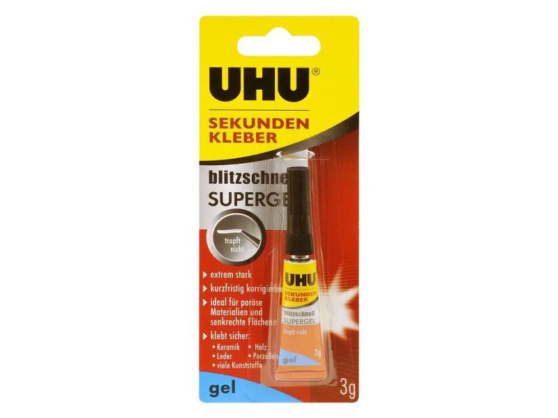UHU Sekundenkleber Gel 1 Stück, Transparent