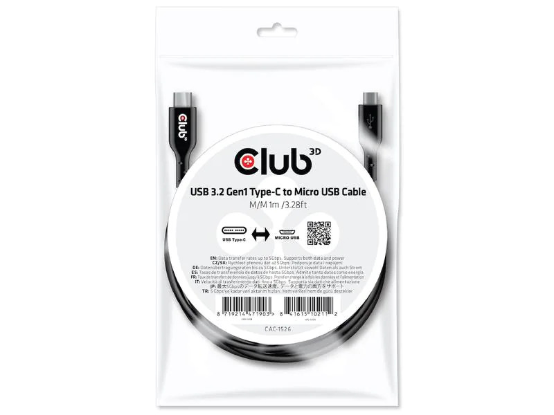 Club 3D USB-Kabel CAC-1526 USB C - Micro-USB A 1 m