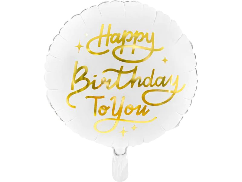 Partydeco Folienballon Happy Birthday Gold/Weiss