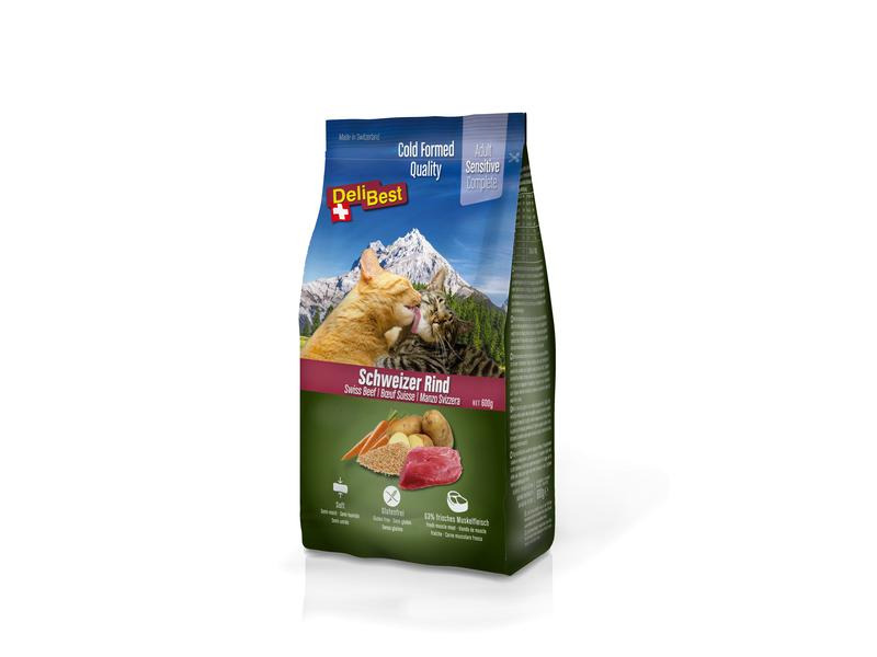 DeliBest Halbfeuchtfutter Premium Complete Sensitive Cat, Rind, 600 g