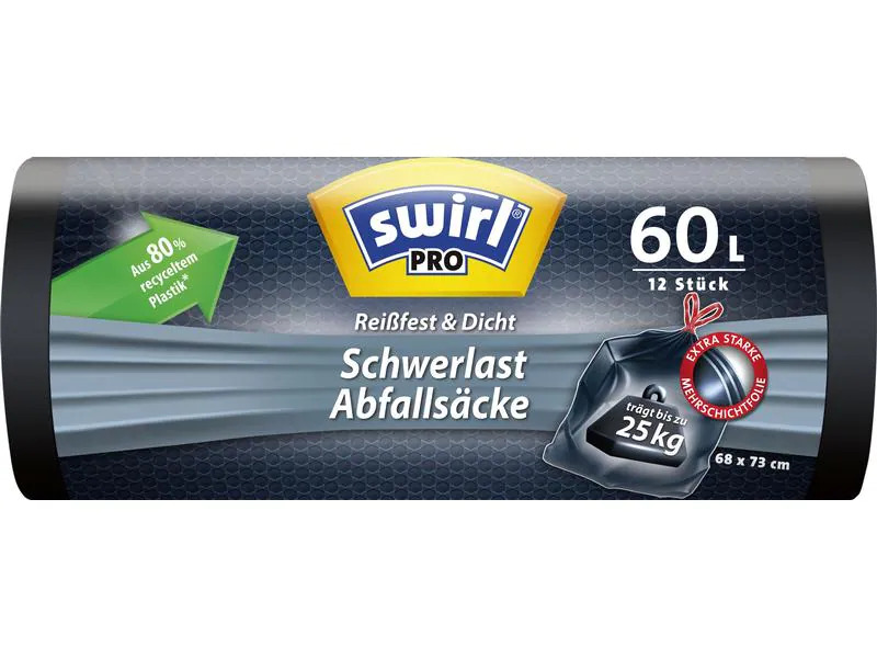 Swirl Müllbeutel Schwerlast 60 l, 12 Stück