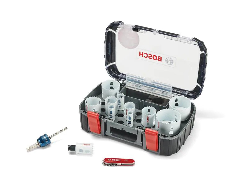 Bosch Professional Lochsägen-Set für Holz &amp; Metall 14-teilig, + Taschenmesser