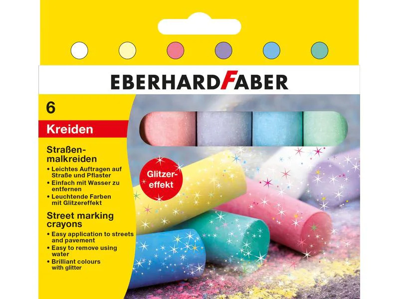 Eberhard Faber Strassenmalkreide Glitzer, 6 Stück