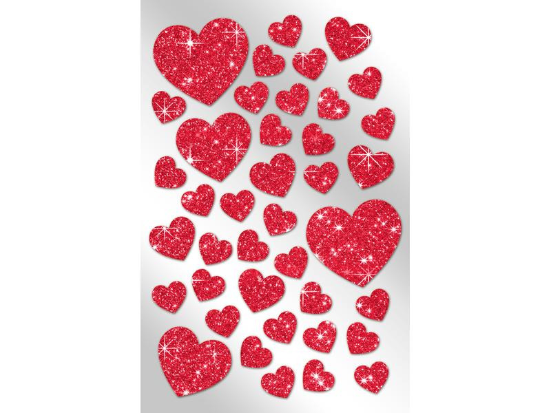 Braun + Company Glitzersticker Herzen Rot