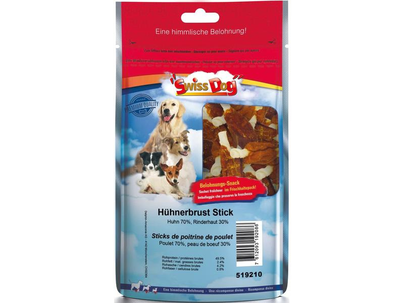 SwissDog Kausnack Hühnerbrust Stick, 7 cm, 500 g