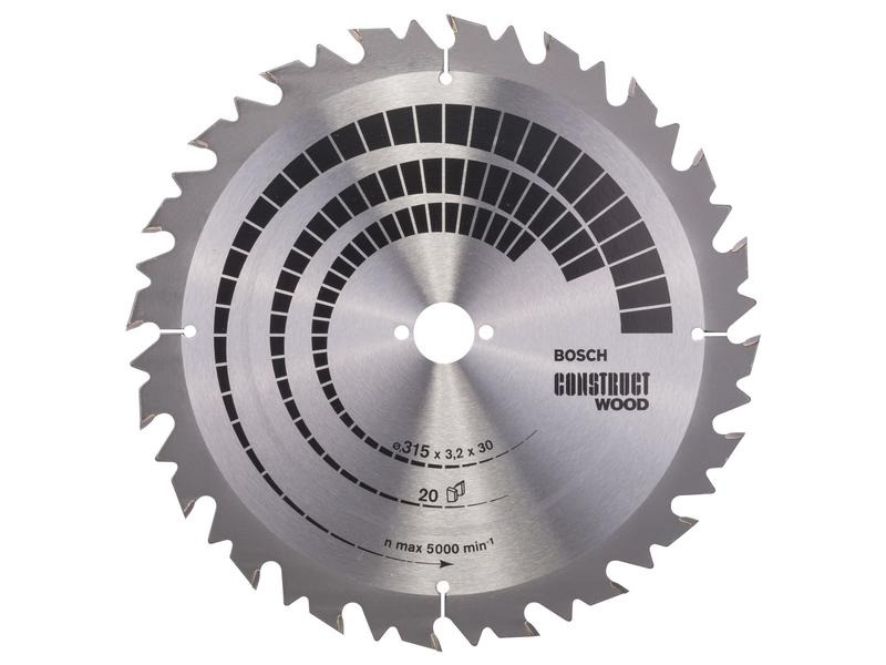 Bosch Professional Kreissägeblatt Construct Wood, 315 x 30 x 3.2 mm, Z 20