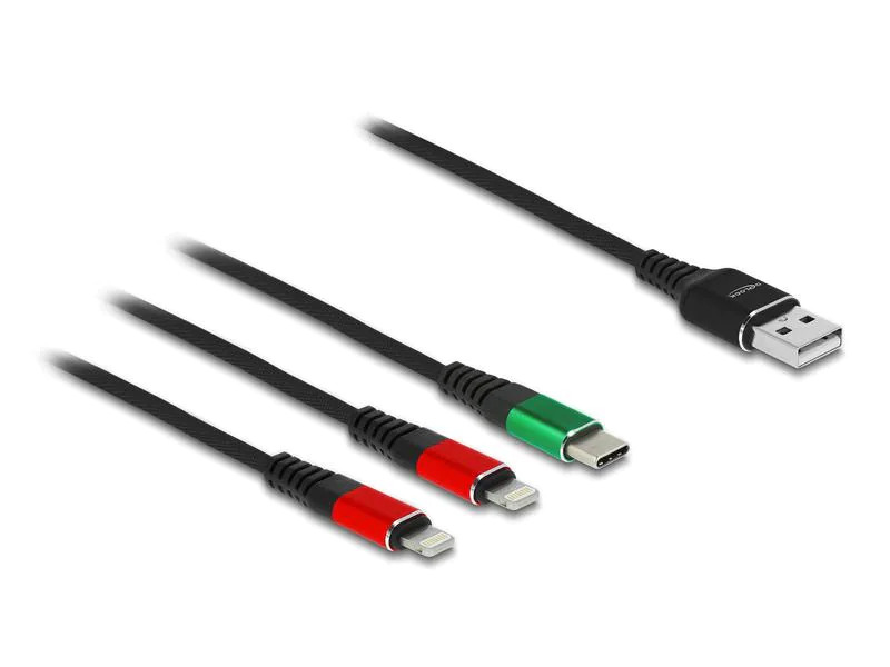 Delock USB-Ladekabel USB A - Lightning/USB C 1 m