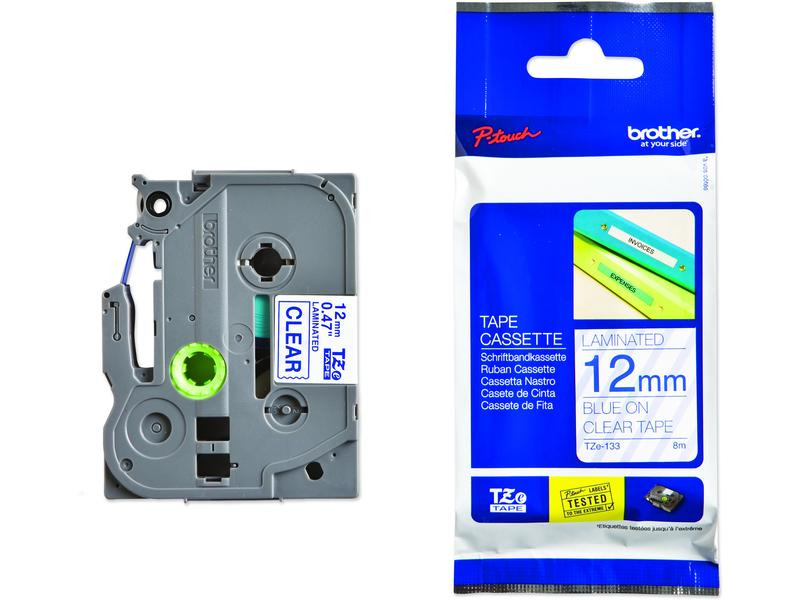Brother Beschriftungsband TZE-133 Blau auf Transparent