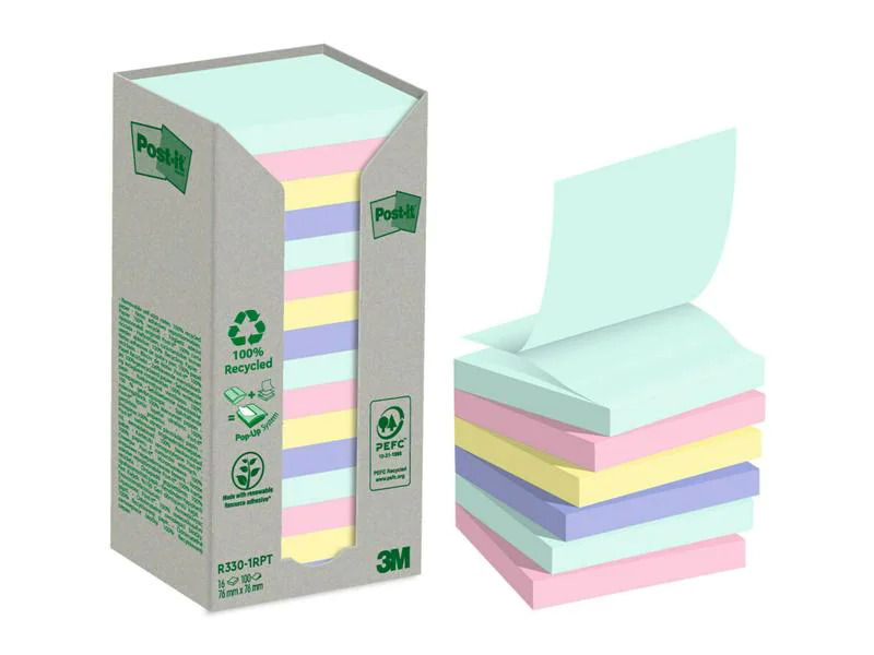 Post-it Notizzettel Recycling Z-Notes 7.6 x 7.6 cm, 16 Blöcke